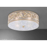 Красивый потолочный светильник из ткани с вышивкой La Lampada  PL.981-4.26 В75 / Ш450 / Д450 4х40W E14